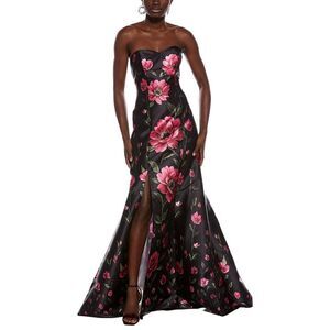 Rene Ruiz Womens  Strapless Sweetheart A-Line Dress, Black